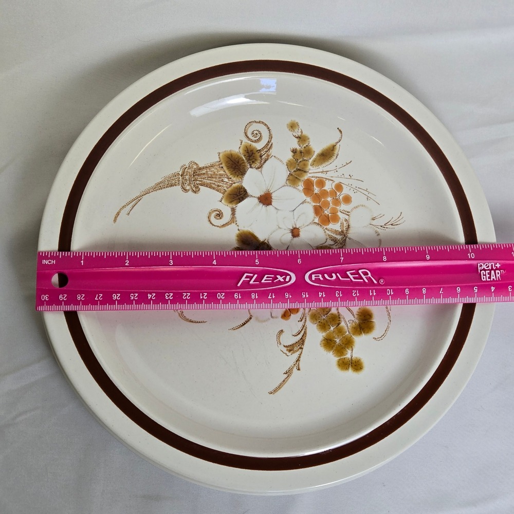 Set of 2 Four Seasons Dinner Plates Autumn Bouquet Stoneware 10.75" Vtg Japan - Picture 4 of 10